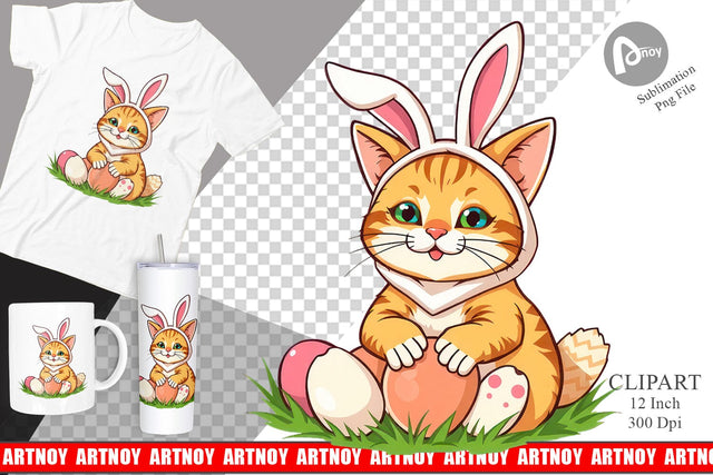 Easter Cat Clipart Sublimation artnoy 