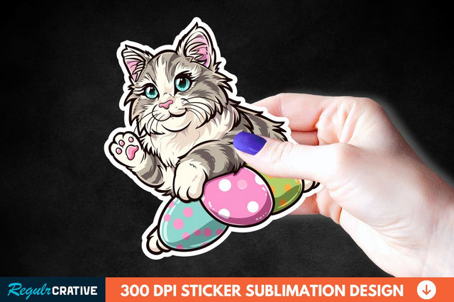 Easter Cat Sticker Clipart Sublimation Regulrcrative 