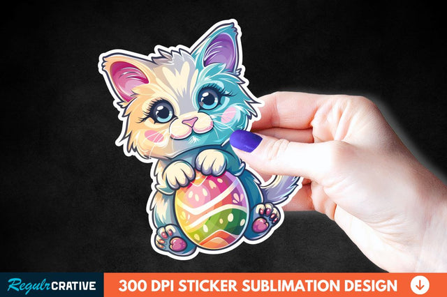 Easter Cat Sticker Clipart Sublimation Regulrcrative 