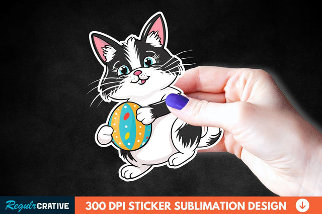 Easter Cat Sticker Clipart Sublimation Regulrcrative 