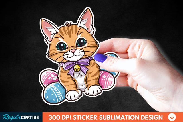Easter Cat Sticker Clipart Sublimation Regulrcrative 