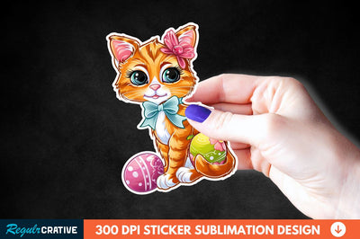 Easter Cat Sticker Clipart Sublimation Regulrcrative 