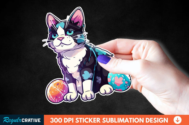 Easter Cat Sticker Clipart Sublimation Regulrcrative 