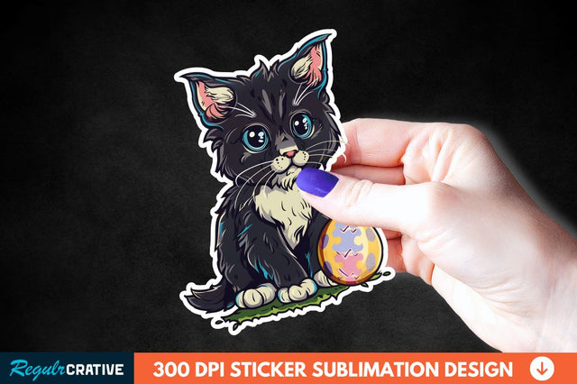 Easter Cat Sticker Clipart Sublimation Regulrcrative 