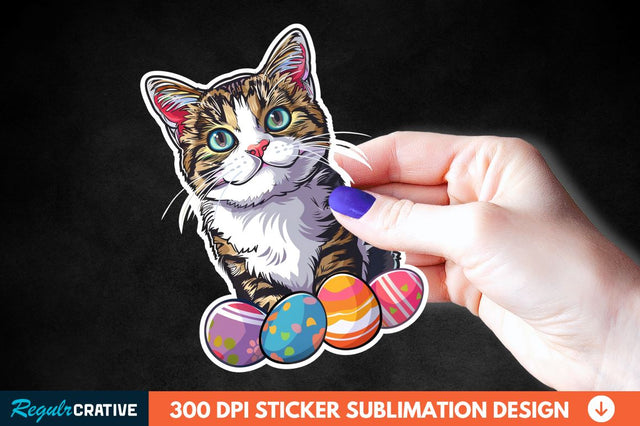 Easter Cat Sticker Clipart Sublimation Regulrcrative 