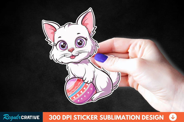 Easter Cat Sticker Clipart Sublimation Regulrcrative 