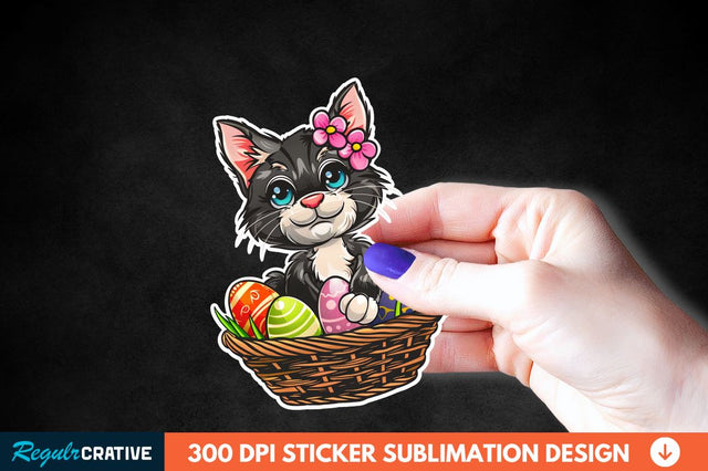 Easter Cat Sticker Clipart Sublimation Regulrcrative 