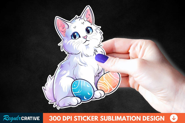 Easter Cat Sticker Clipart Sublimation Regulrcrative 