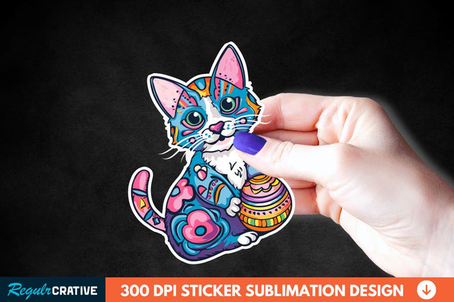 Easter Cat Sticker Clipart Sublimation Regulrcrative 