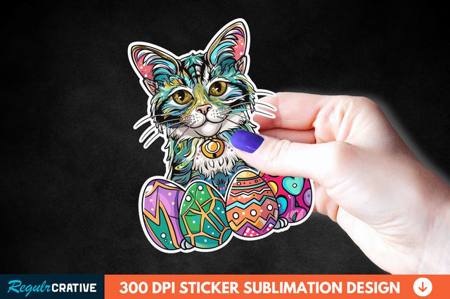 Easter Cat Sticker Clipart Sublimation Regulrcrative 