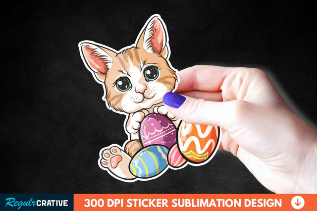 Easter Cat Sticker Clipart Sublimation Regulrcrative 