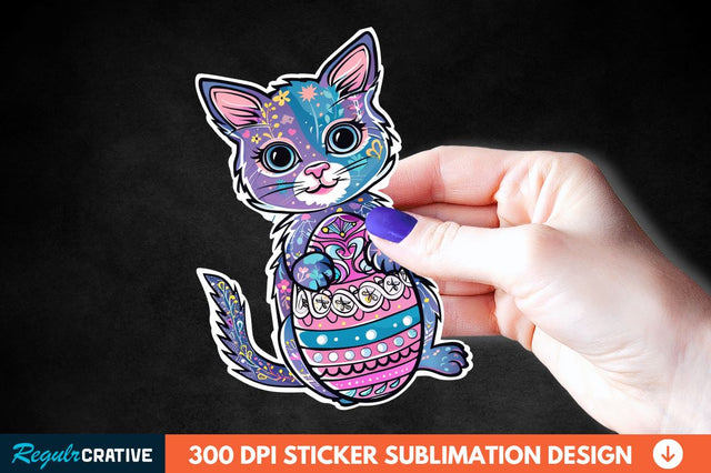 Easter Cat Sticker Clipart Sublimation Regulrcrative 