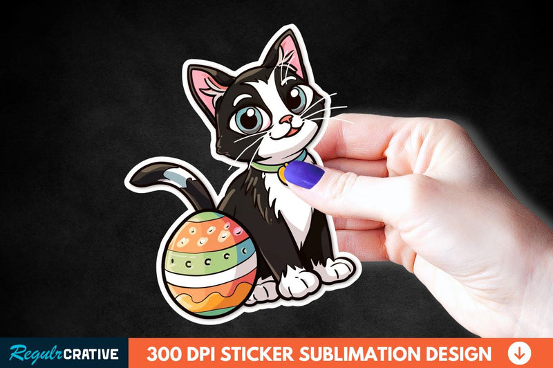 Easter Cat Sticker Clipart Sublimation Regulrcrative 