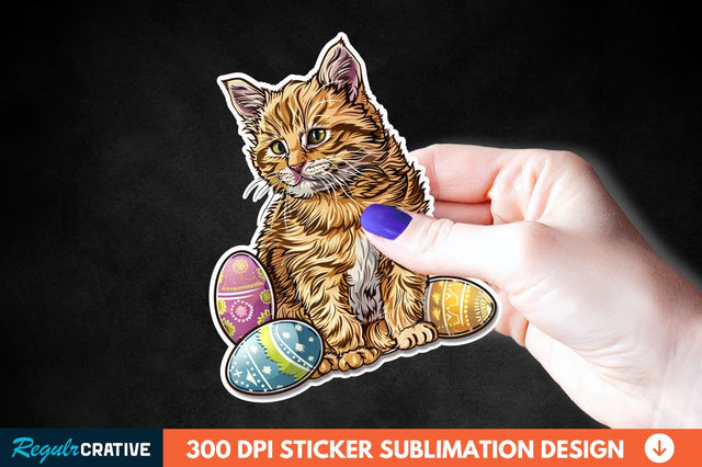 Easter Cat Sticker Clipart Sublimation Regulrcrative 