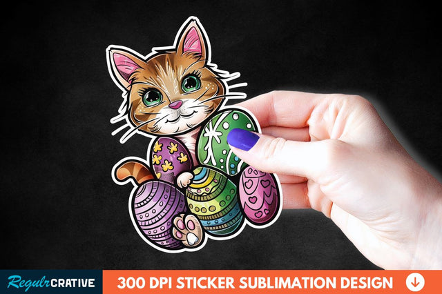 Easter Cat Sticker Clipart Sublimation Regulrcrative 