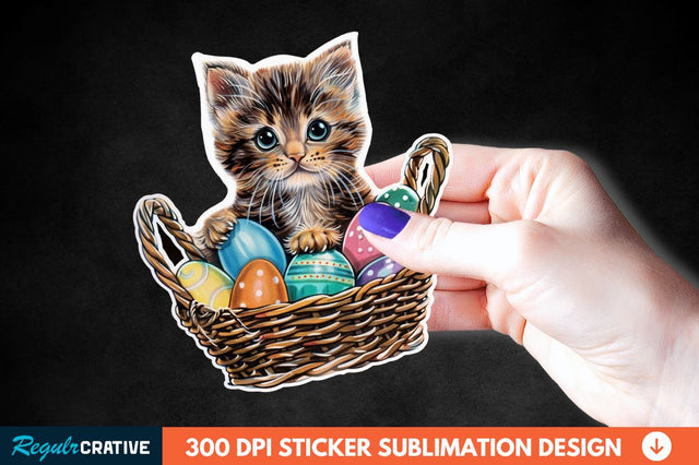Easter Cat Sticker Clipart Sublimation Regulrcrative 