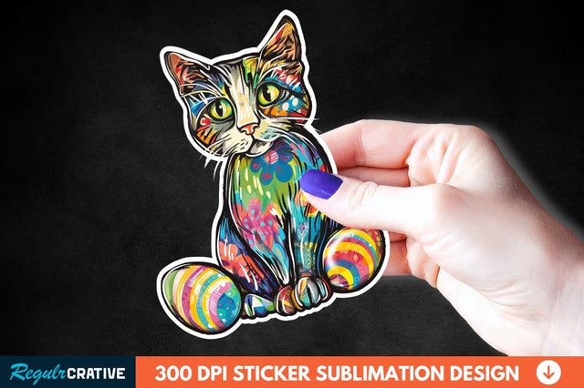 Easter Cat Sticker Clipart Sublimation Regulrcrative 