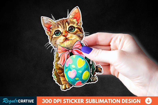 Easter Cat Sticker Clipart Sublimation Regulrcrative 