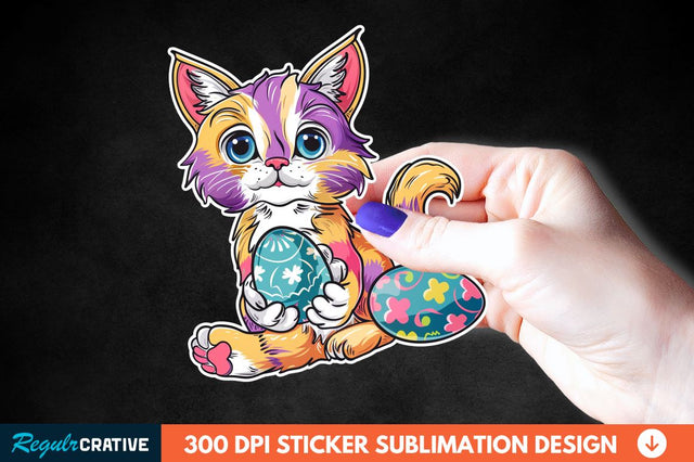 Easter Cat Sticker Clipart Sublimation Regulrcrative 