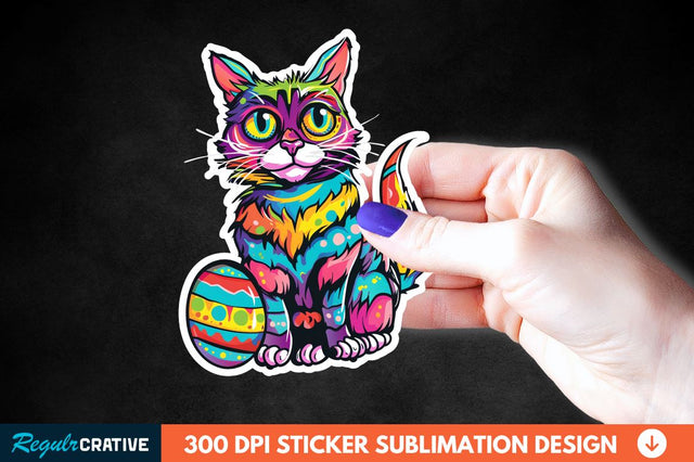 Easter Cat Sticker Clipart Sublimation Regulrcrative 