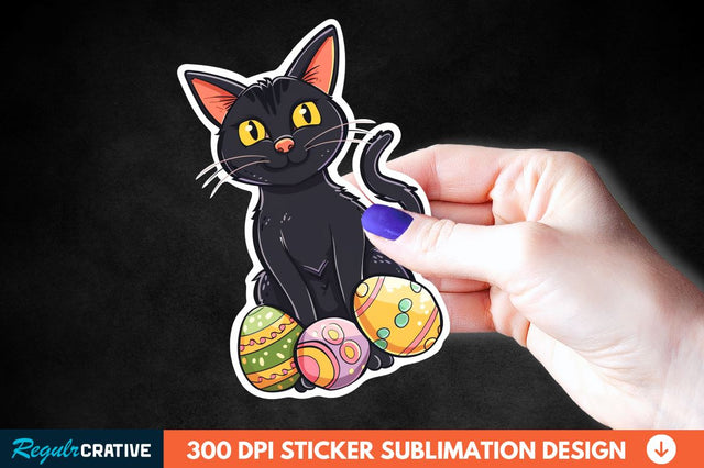 Easter Cat Sticker Clipart Sublimation Regulrcrative 