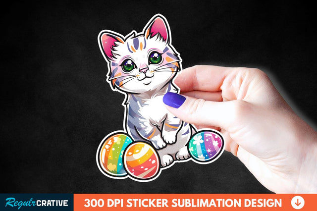 Easter Cat Sticker Clipart Sublimation Regulrcrative 