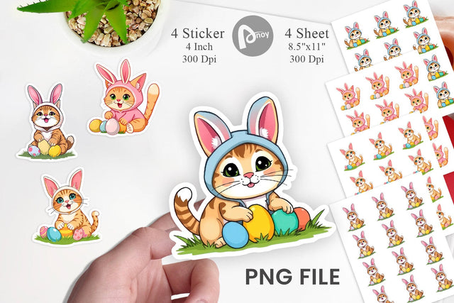 Easter Cat Sticker Sublimation artnoy 