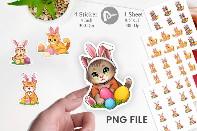 Easter Cat Sticker Sublimation artnoy 