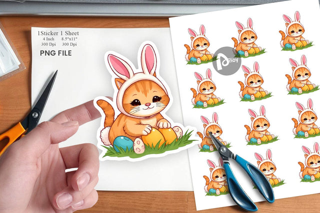 Easter Cat Sticker Sublimation artnoy 