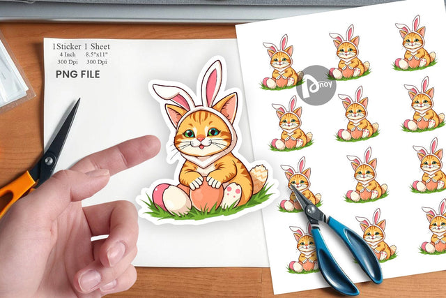Easter Cat Sticker Sublimation artnoy 