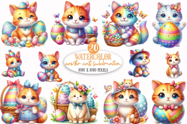 Easter Cats Sublimation Clipart Sublimation SVGista 