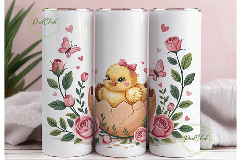 Easter Chick 20oz Tumbler Wrap Sublimation PixelChick 