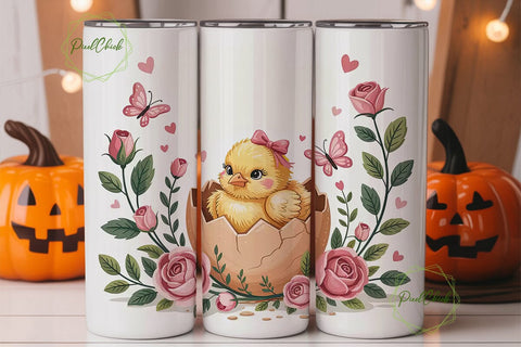 Easter Chick 20oz Tumbler Wrap Sublimation PixelChick 
