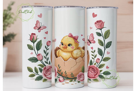 Easter Chick 20oz Tumbler Wrap Sublimation PixelChick 