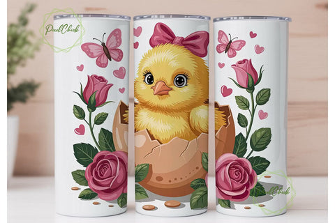 Easter Chick 20oz Tumbler Wrap Sublimation PixelChick 