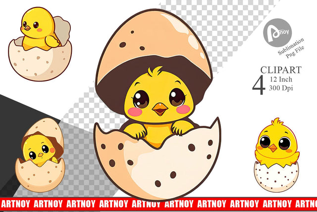 Easter Chick Clipart Sublimation artnoy 