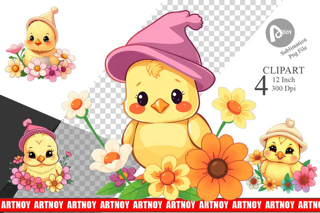 Easter Chick Clipart Sublimation artnoy 