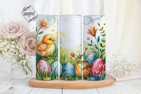 Easter Chick Eggs Tumbler Wrap PNG Sublimation sassyprint 