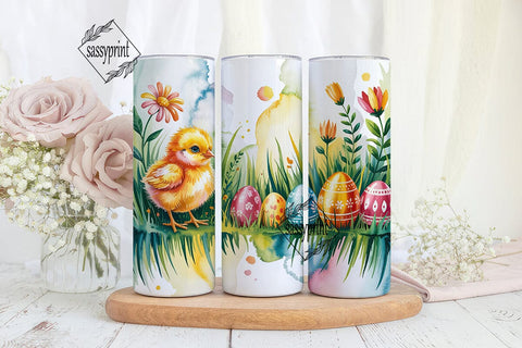 Easter Chick Eggs Tumbler Wrap PNG Sublimation sassyprint 