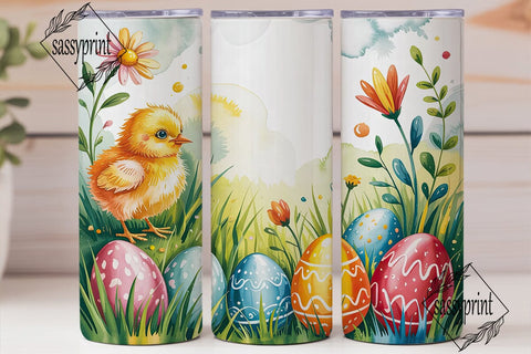 Easter Chick Eggs Tumbler Wrap PNG Sublimation sassyprint 