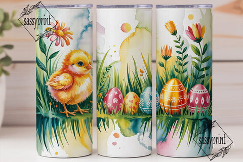 Easter Chick Eggs Tumbler Wrap PNG Sublimation sassyprint 