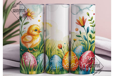 Easter Chick Eggs Tumbler Wrap PNG Sublimation sassyprint 