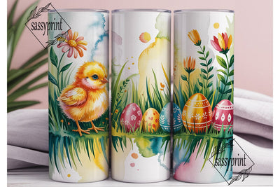 Easter Chick Eggs Tumbler Wrap PNG Sublimation sassyprint 