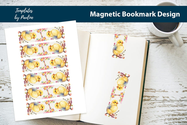 Easter Chick Printable Rectangle Magnetic Bookmark SVG Templates by Pauline 