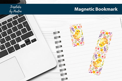 Easter Chick Printable Rectangle Magnetic Bookmark SVG Templates by Pauline 