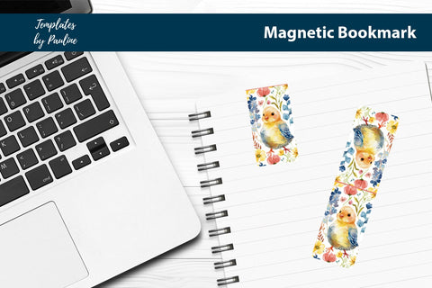 Easter Chick Printable Rectangle Magnetic Bookmark SVG Templates by Pauline 