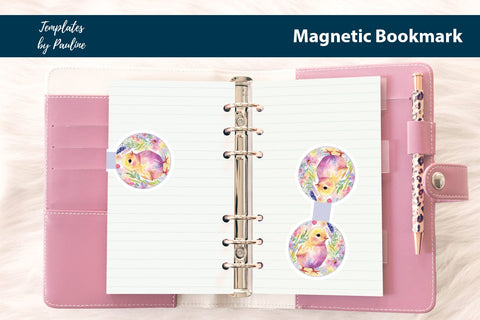 Easter Chick Printable Round Magnetic Bookmark SVG Templates by Pauline 