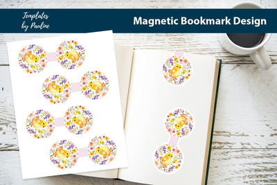 Easter Chick Printable Round Magnetic Bookmark SVG Templates by Pauline 