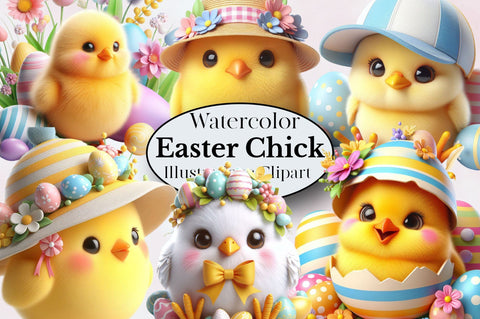 Easter Chick Sublimation Clipart Bundle Sublimation SVGArt 