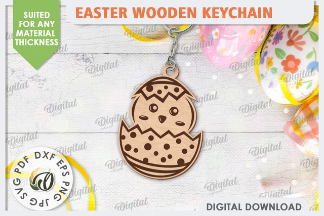 Easter Chick SVG. Wooden Keychain Laser Cut SVG Evgenyia Guschina 
